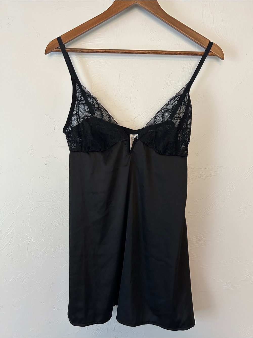 Forever 21 Black Lace-Trim Satin Slip Dress
